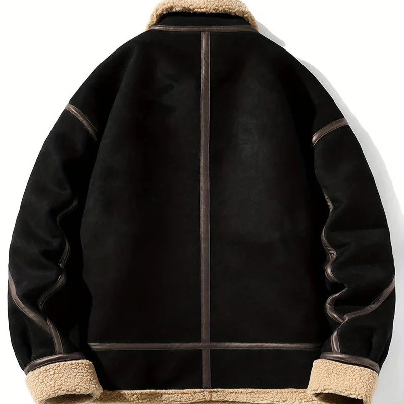 Betheknow Flauschige Wildlederjacke mit Fleecefutter für Herren