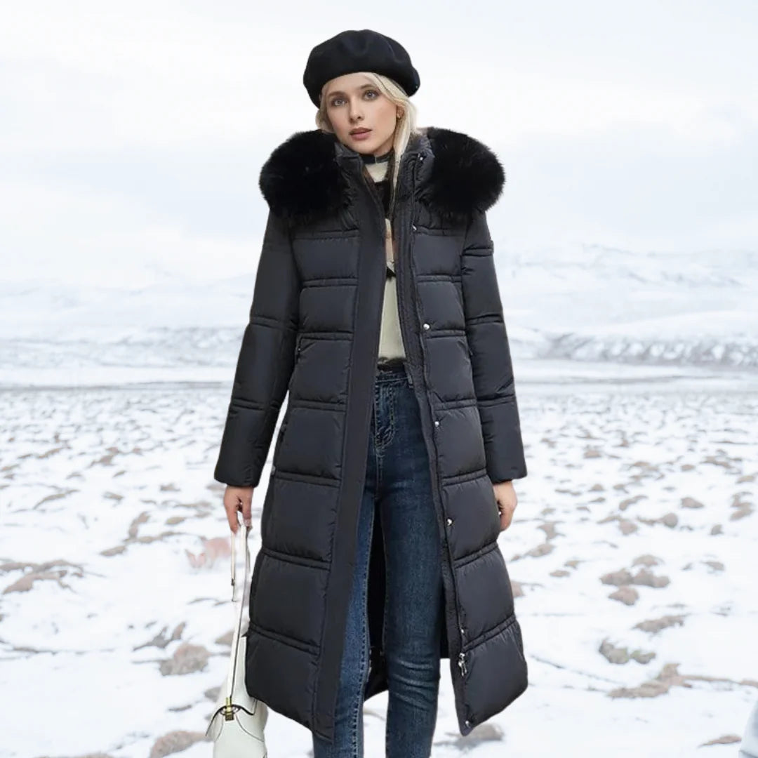 Martina | Damen Luxuriöser Winterparka mit Fellkapuze