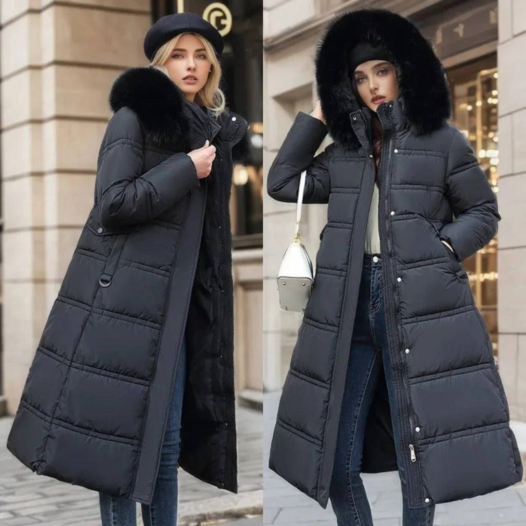 Martina | Damen Luxuriöser Winterparka mit Fellkapuze