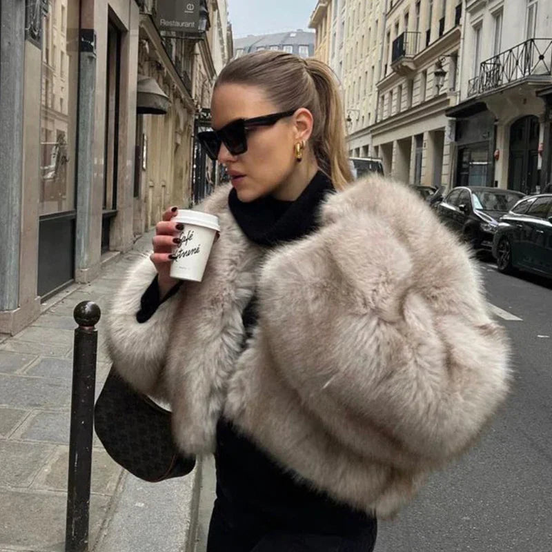 BetheKnow | Women's jackets elegant fur jacket