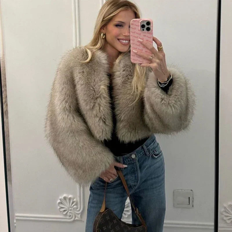 BetheKnow | Women's jackets elegant fur jacket