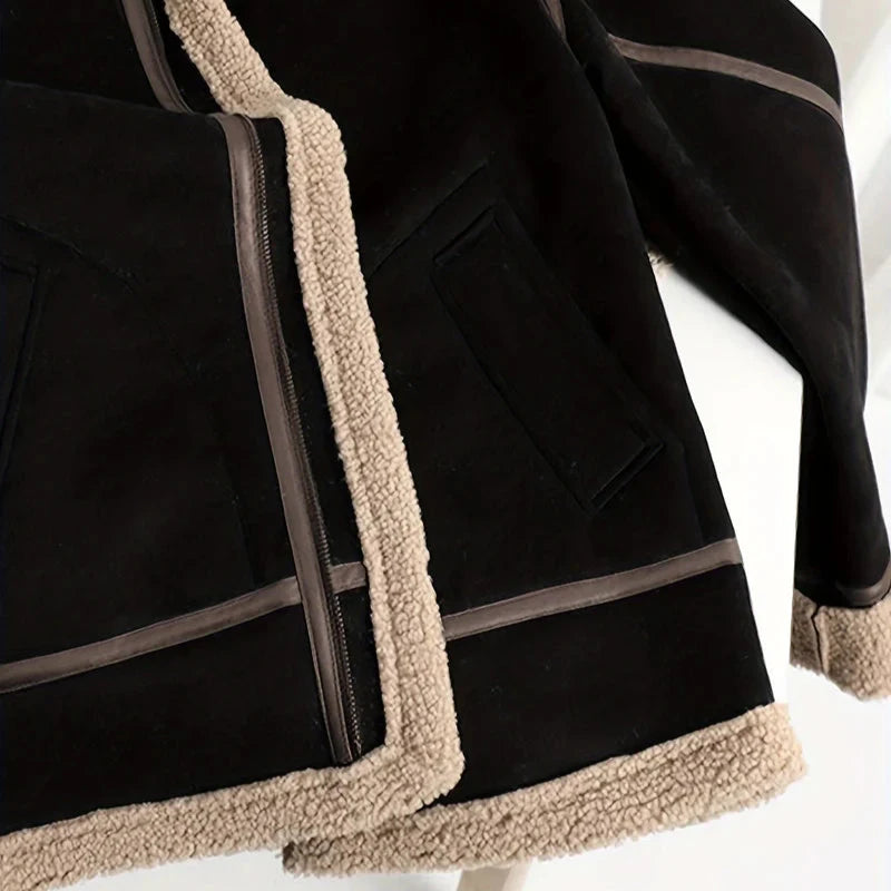 Betheknow Men's Fluffy Suede Jacket with Fleece Lining